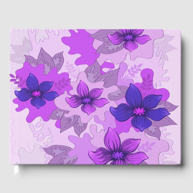 Livro De Visitas Flores Roxas bonito (Frente)