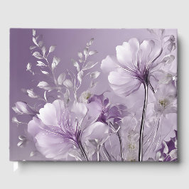 Livro De Visitas Flores Roxas em Flor Arte de IA