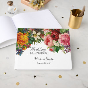 Livro De Visitas Flores rústicas dos rosas do vintage elegante que