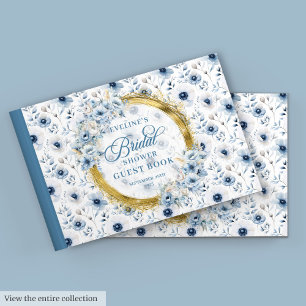 Livro de Visitas Flores Selvagens Boho Azul Pastel