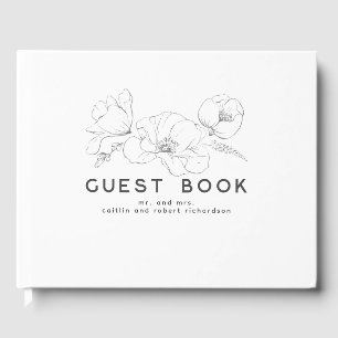 Livro De Visitas Flores Selvagens Retornadas à Mão Modernas
