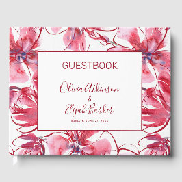 Livro De Visitas Flores Vermelhas Simples De Aquarela