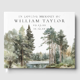 Livro De Visitas Floresta De Madeira Lago Em Memória Funeral
