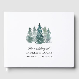 Livro De Visitas Floresta Woodland Trees Pine Obrigado Casamento