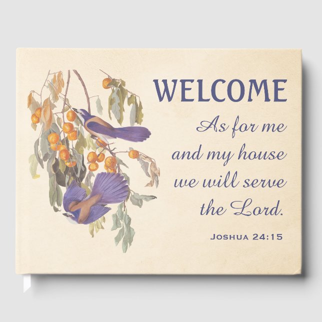 Livro De Visitas Florida Scrub Jay Birds e Verse Doormat (Frente)