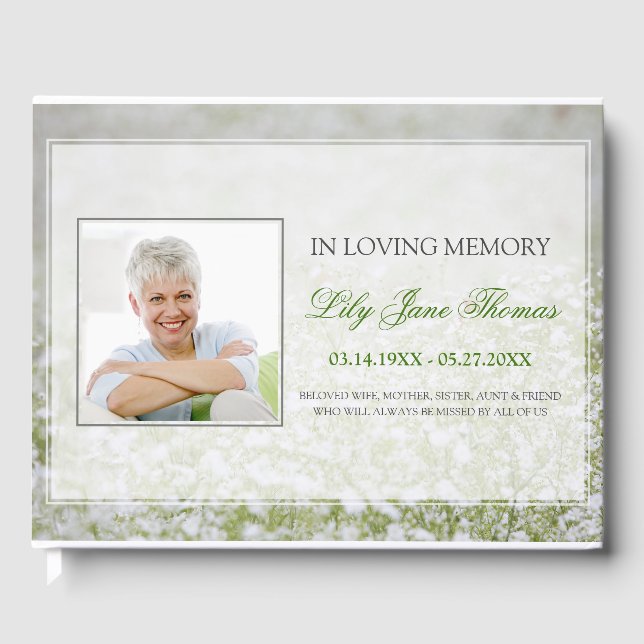 Livro De Visitas Flower Field Funeral Guest Book Memorial (Frente)