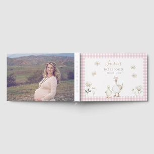 Livro De Visitas Fofa Rosa Silly Goose Caprichosa Foto Chá de Bebê