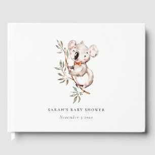 Livro De Visitas Fofinho elegante Koala Foliage Chá de fraldas