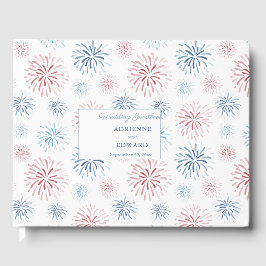 Livro De Visitas Fogueira de 4 de Julho Casamento Azul Vermelho Bra
