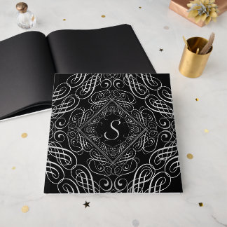 Livro De Visitas Folha de prata elegante com aparência de escrolage