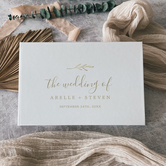 Livro De Visitas Folha mínima | Monograma Dourado Casamento posteri (Criador carregado)