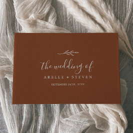 Livro De Visitas Folha mínima | Terracotta Monograma Casamento Tras