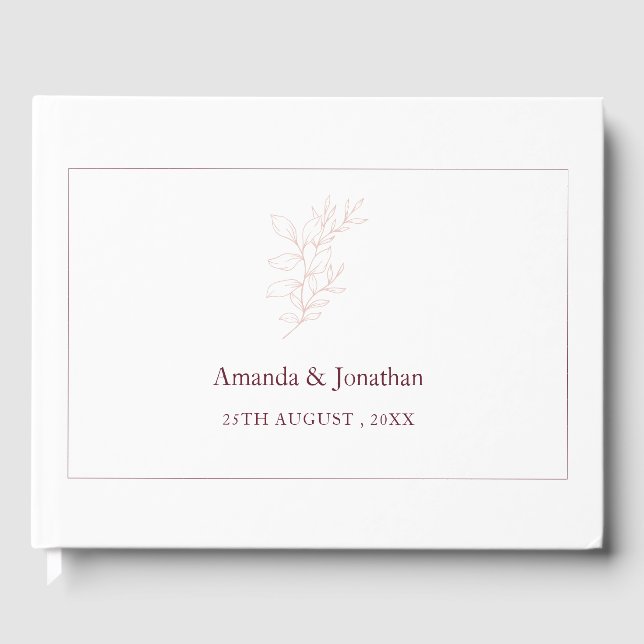 Livro De Visitas Folha simples, branca e rosa, limpa | Casamento Mo (Frente)