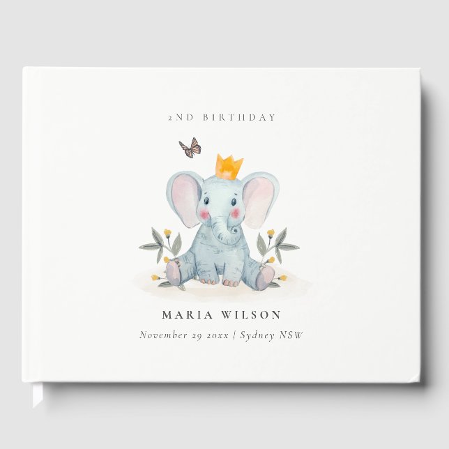 Livro De Visitas Folhagem de Elefantes da Madeira a Qualquer Aniver (Frente)