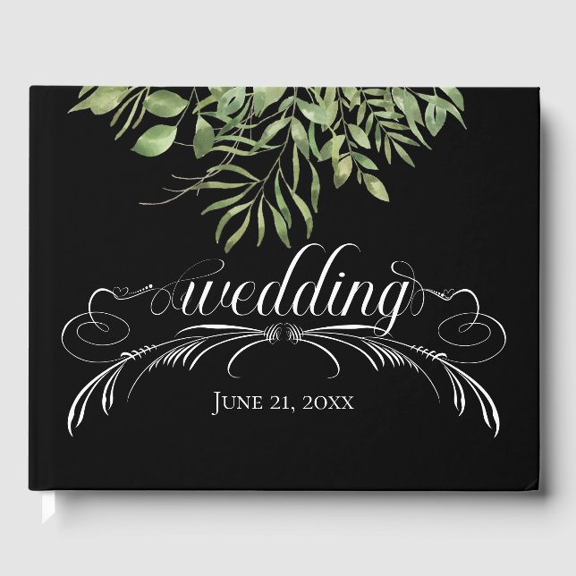 Livro De Visitas Folhagem simples, casamento (Frente)