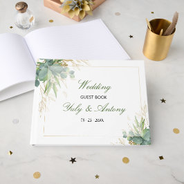 Livro De Visitas Folhas Botânicas Encantadas de Esmeralda Casamento