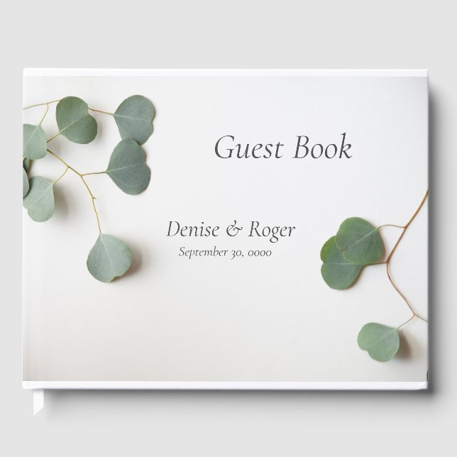 Livro De Visitas Folhas de Eucalipto com espaço de texto (Frente)