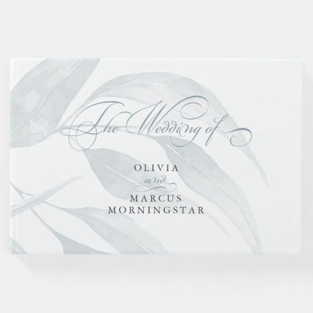 Livro De Visitas Folhas de Eucalyptus Azuis com Água (Frente)