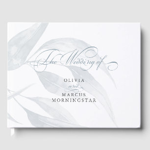 Livro De Visitas Folhas de Eucalyptus Azuis com Água