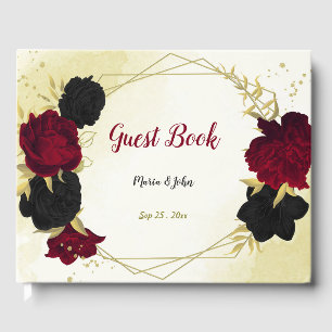 Livro De Visitas folhas de ouro vermelho-preto