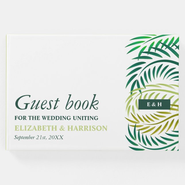 Livro De Visitas Folhas de Palma Tropicais, Casamento de Praia (Frente)