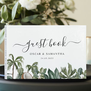 Livro De Visitas Folhas de Verde Tropical de Cores Aquáticas Trend