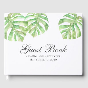 Livro De Visitas Folhas exóticas do verde. Casamento tropical do