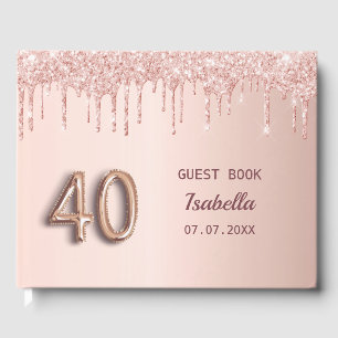 Livro De Visitas fonte do balão cor-de-rosa brilhante aniversário
