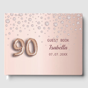 Livro De Visitas fonte do balão de diamantes cor-de-rosa 90 de ani