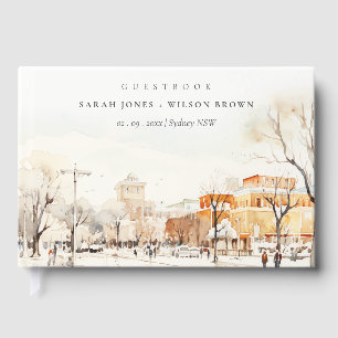 Livro De Visitas Forgo North Dakota City Scape Watercolor Casamento