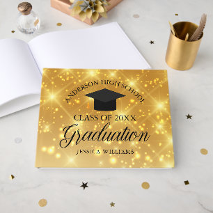 Livro De Visitas Formatura Brilho Dourado Elegante Escola Personali