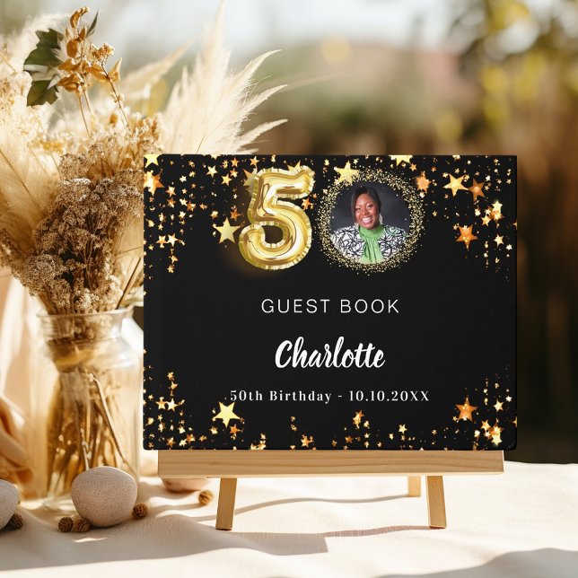 Livro De Visitas Foto das estrelas do ouro negro de aniversário do  (Criador carregado)