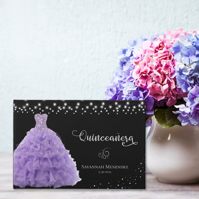 Livro De Visitas Foto das luzes roxas da Quinceanera Preta Lt (Criador carregado)