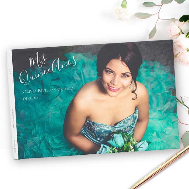 Livro De Visitas Foto de Aniversário da 15 de Quinceanera Elegante  (Criador carregado)