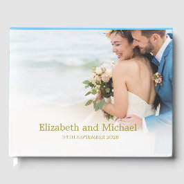 Livro De Visitas Foto de Casamento Blue Beach Ocean Elegant Wedding