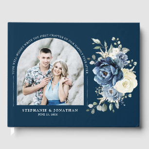 Livro De Visitas Foto de casamento de marfim de Marinho azul Dusty