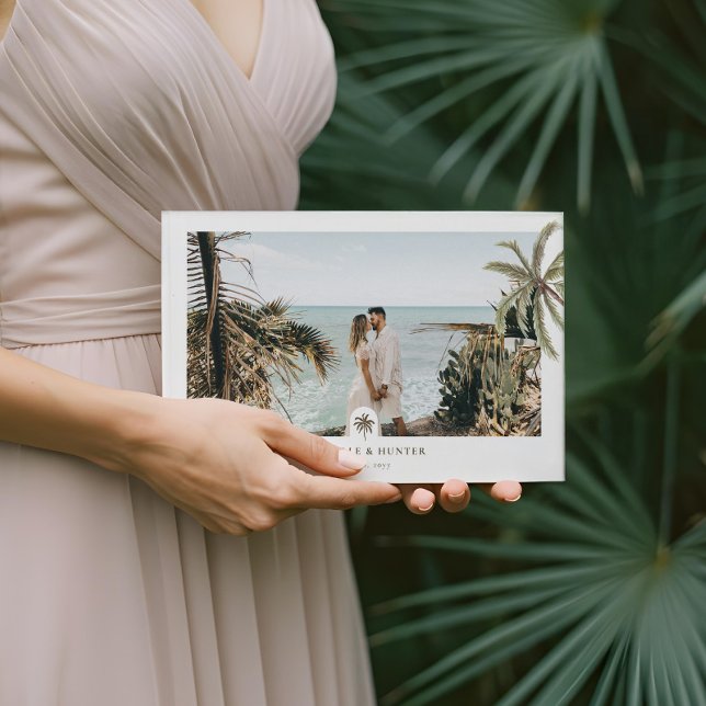Livro De Visitas Foto de Casamento de Palmeiras Tropicais (Tropical Watercolor Palm Trees Wedding Photo Guest Book)