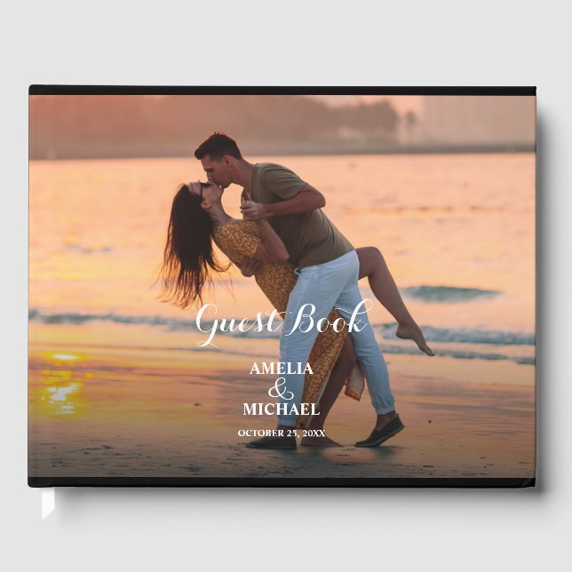 Livro De Visitas Foto de Casamento Elegante (Frente)