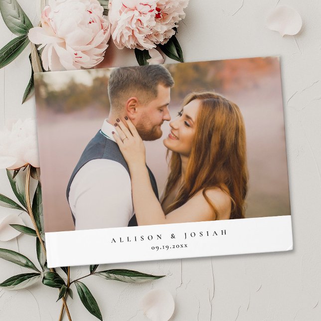 Livro De Visitas Foto de Casamento Elegante  (Elegant and Simple Photo Wedding Guest Book.)