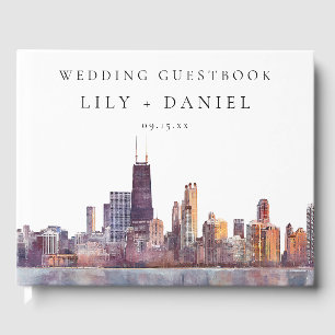 Livro De Visitas Foto de casamento em aquarela da silhueta de Chica