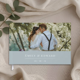 Livro De Visitas Foto de casamento moderna em azul empoeirado