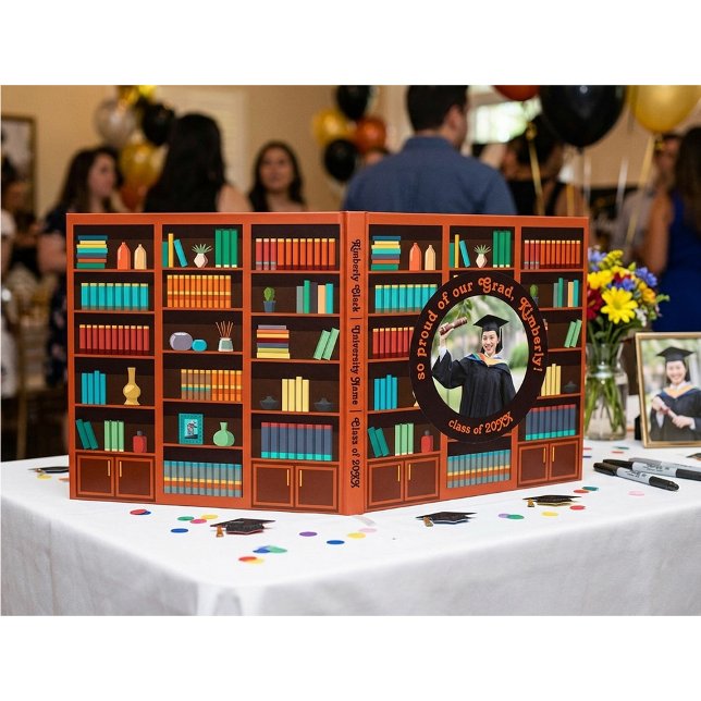 Livro De Visitas Foto de Formatura com Tema de Biblioteca (Criador carregado)