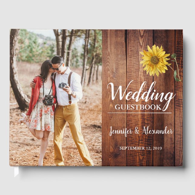 Livro De Visitas Foto de girassol em celeiro russo Casamento (Frente)