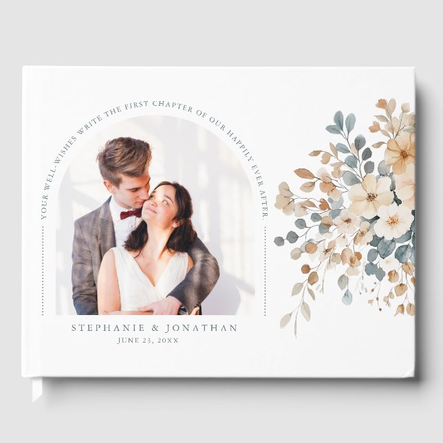 Livro De Visitas Foto De Molho Terrestre Floral Por Aquarela (Frente)