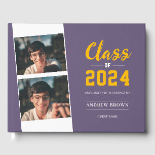 Livro De Visitas Foto de Pastel Purple e Dourado Guest Book