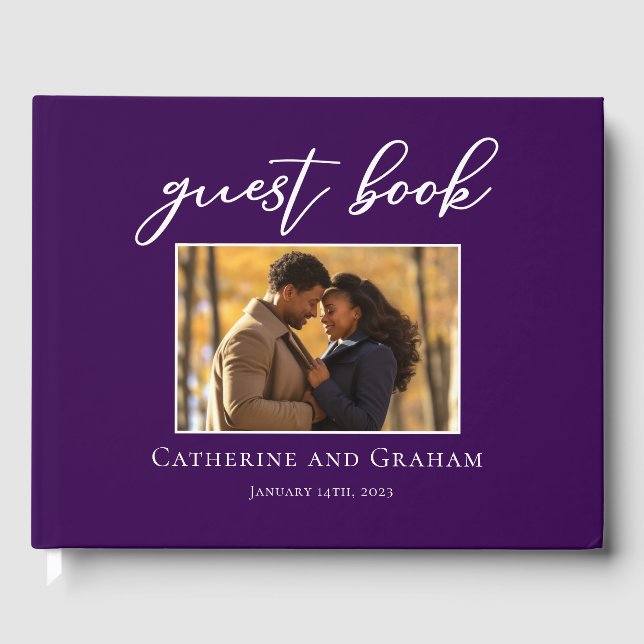Livro De Visitas Foto do Casal Real Purple Wedding (Frente)