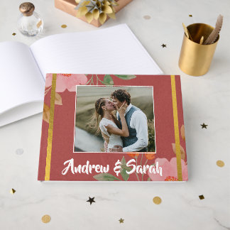 Livro De Visitas Foto do convidado com nomes personalizados em flor