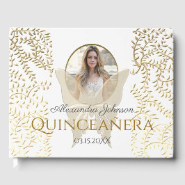 Livro De Visitas Foto Dourada Quinceanera Birthday