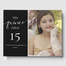 Livro De Visitas Foto Elegante de Aniversário da 15 de Quinceanera
