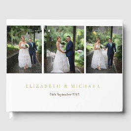 Livro De Visitas Foto Elegante Moderno Dourado Casamento Colorido